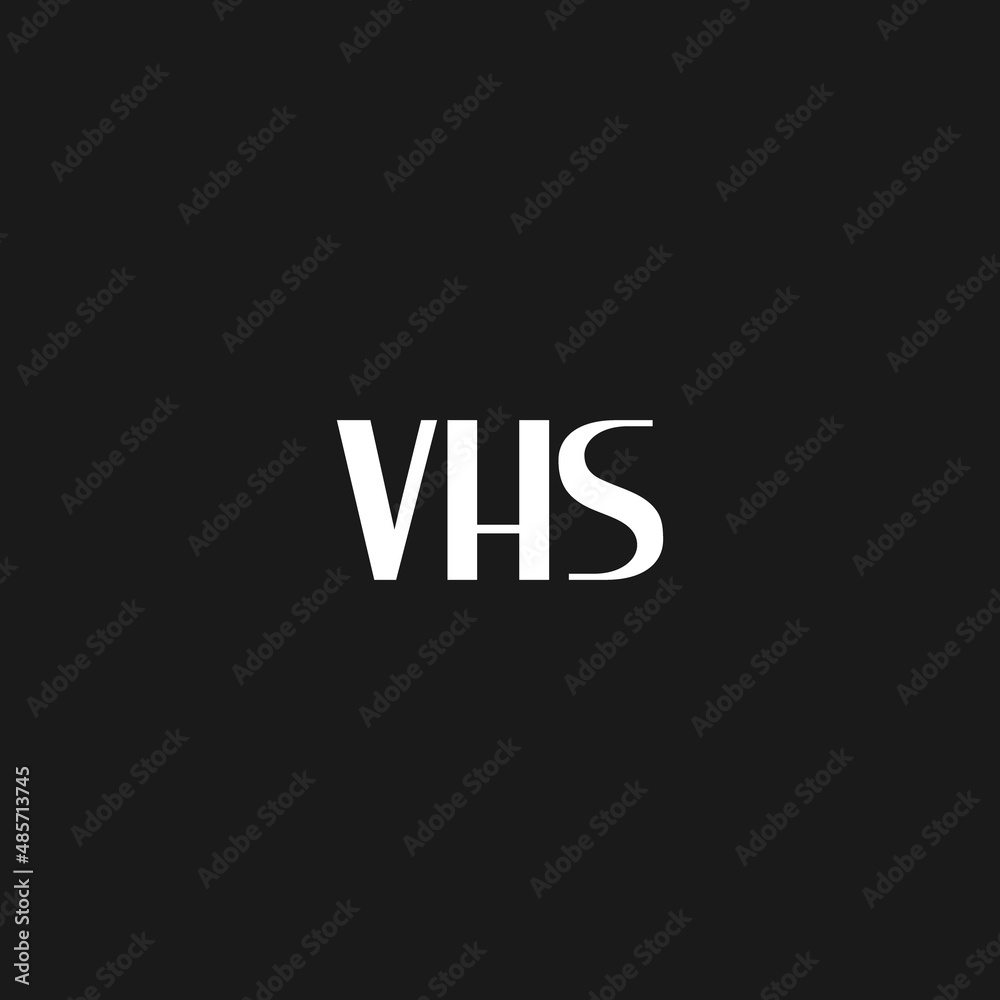 VHS sign. VHS text, title, sticker. Design element for video cassettes