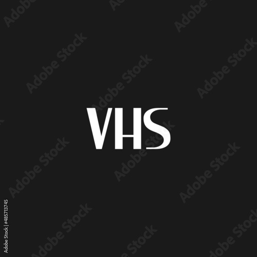 VHS sign. VHS text, title, sticker. Design element for video cassettes. The 1980s aesthetics. Retrowave, synthwave black and white vector