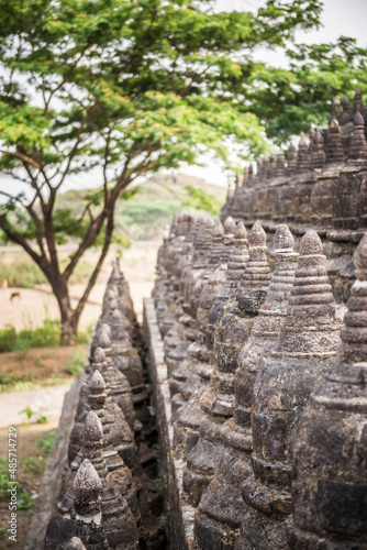 Koe-Thaung  meaning 90 000 Buddha Images   the largest Temple Ruins in Mrauk U  Rakhine State  Myanmar  Burma 