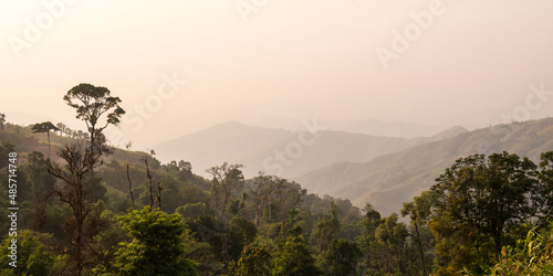 Sunset in the mountains near Mrauk U in the Rakhine State, Myanmar (Burma)