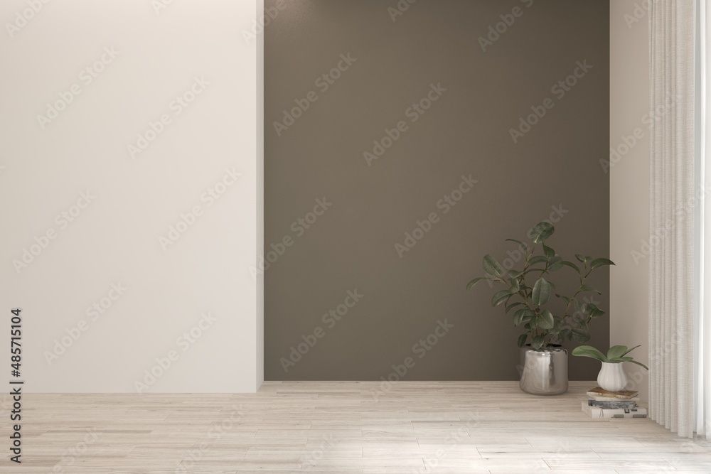 White empty room. Scandinavian interior design. 3D illustration White empty room. Scandinavian interior design. 3D illustration