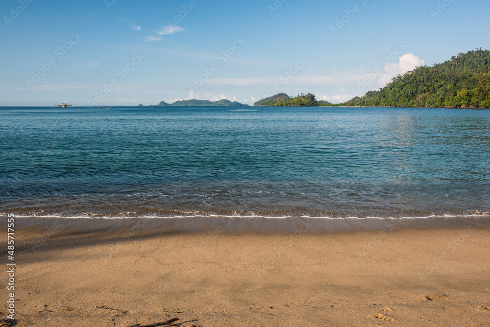 Beach at Sungai Pinang, near Padang in West Sumatra, Indonesia, Asia, background with copy space