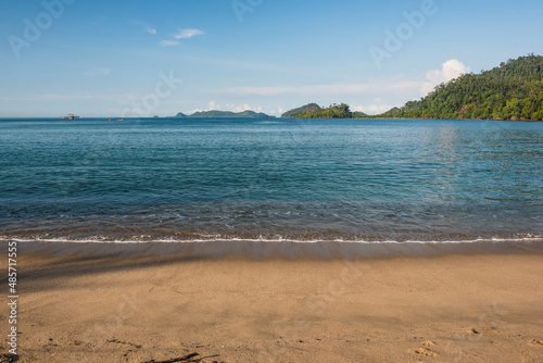 Fototapeta Naklejka Na Ścianę i Meble -  Beach at Sungai Pinang, near Padang in West Sumatra, Indonesia, Asia, background with copy space