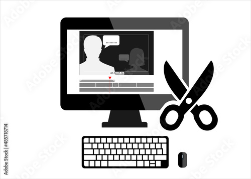 Video Editing Interface for editors. Post Production. Timeline editing Symbol.
