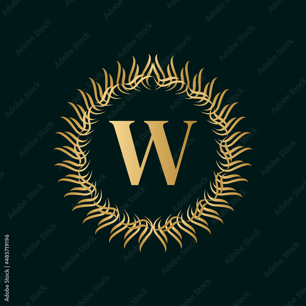 Emblem Letter W Weaving Circle Monogram Graceful Template. Simple Logo Design for Luxury Crest, Royalty, Business Card, Boutique, Hotel, Heraldic. Calligraphic Vintage Border. Vector Illustration