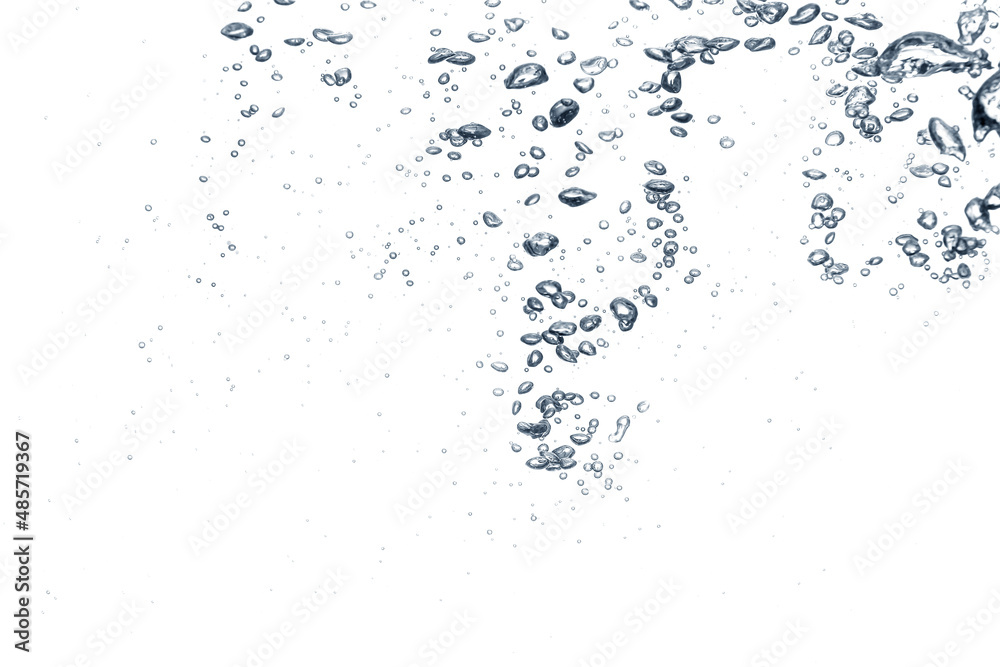 Clear water with air bubbles on white background Clear water with air bubbles on white background