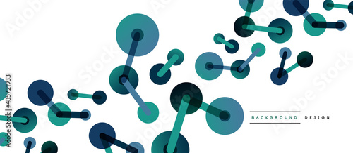 Abstract background. Round dots connected by lines. Trendy techno business template for wallpaper, banner, background or landing