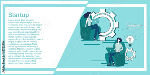 Startup.Brainstorming and search for new ideas.Teamwork and new projects.An illustration in the style of a green landing page.