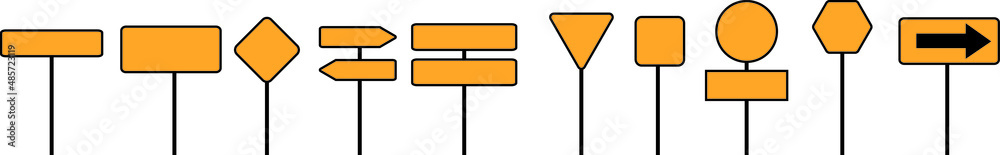Set road signs. Directional signs. Vector graphics. Set road signs. Directional signs. Vector graphics.
