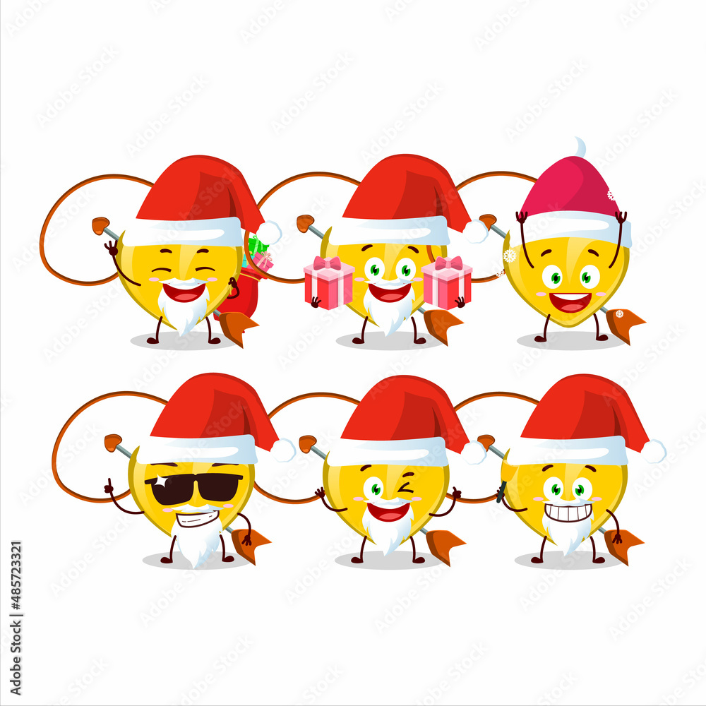 Santa Claus emoticons with yellow heart arrow necklace cartoon character Santa Claus emoticons with yellow heart arrow necklace cartoon character