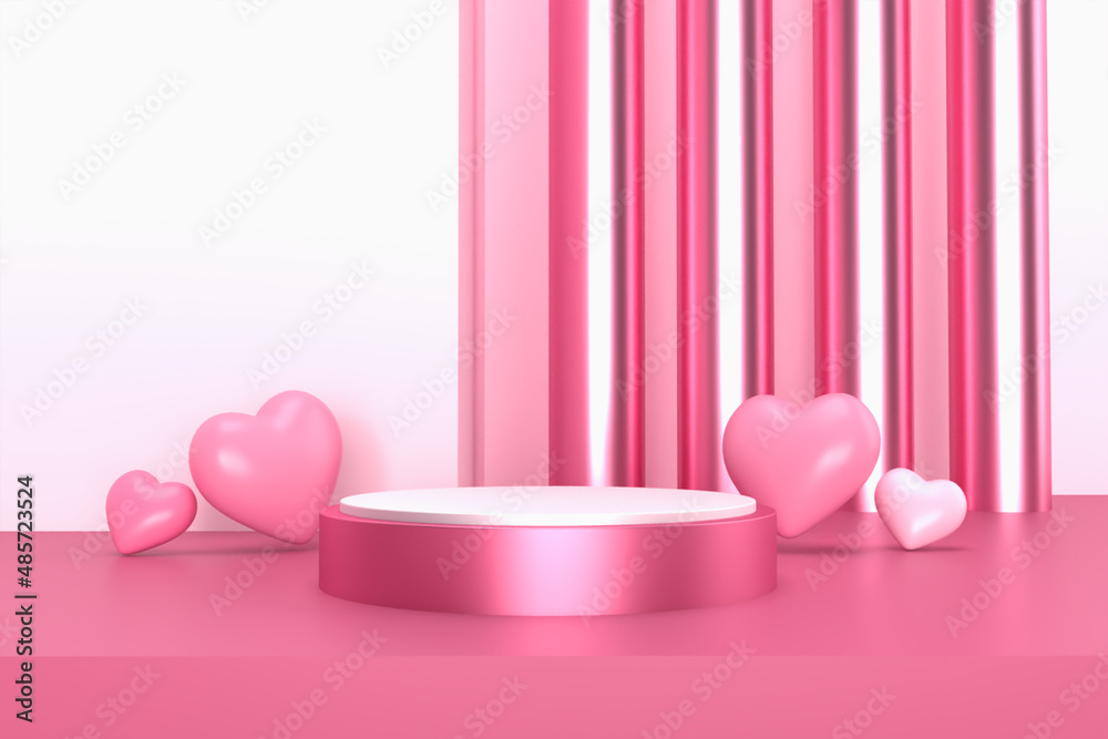 podium 3d model luxury decor pink