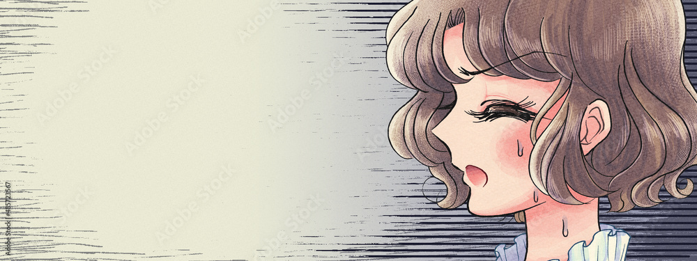 少女漫画風イラスト素材 嫌がるお姉さんのバナー Stock Illustration Adobe Stock