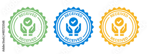 RECEIVED sticker tag icon.