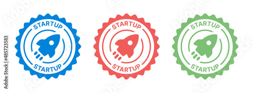 Startup seal stamp icon vector illustration. Business start up sign.
