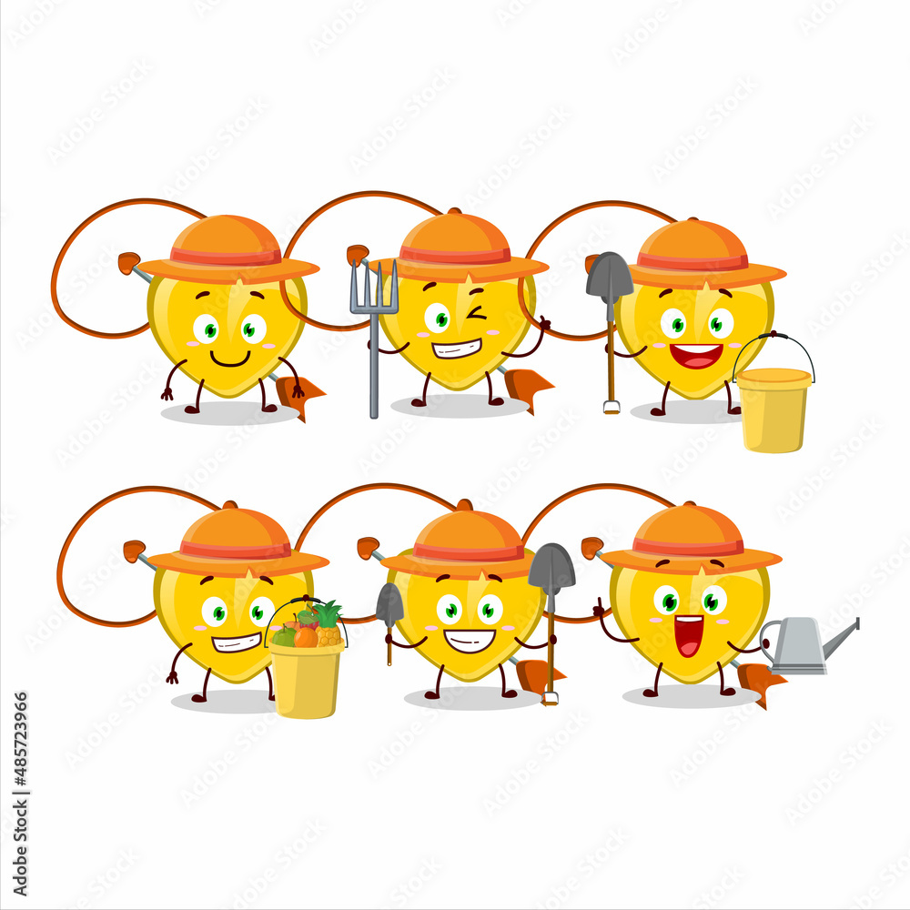 Farmer yellow heart arrow necklace cute mascot character with fork Farmer yellow heart arrow necklace cute mascot character with fork