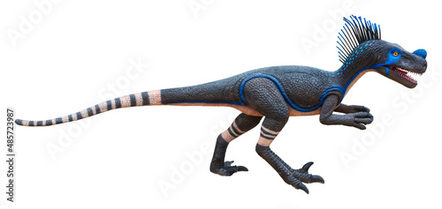 Ornitholestes is a small theropod dinosaur of the Late Jurassic, Ornitholestes isolated on white background with clipping path