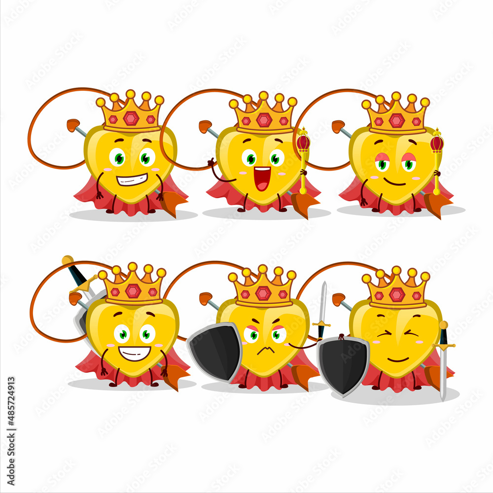 Obraz premium A Charismatic King yellow heart arrow necklace cartoon character wearing a gold crown