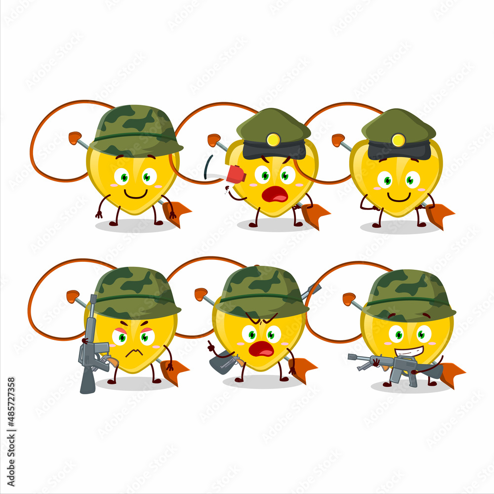 A charming soldier yellow heart arrow necklace cartoon picture bring a gun machine