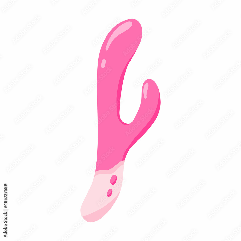 Vector illustration of a pink vibrator. Sex toy illustration. Toys for adults. Flat style. Vector illustration of a pink vibrator. Sex toy illustration. Toys for adults. Flat style.