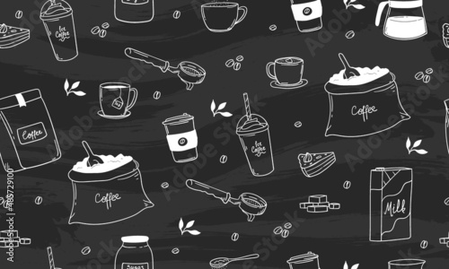 Seamless background handdrawn coffee illustration