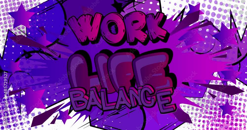 Work life balance Motion poster. 4k animated Comic book word text ...