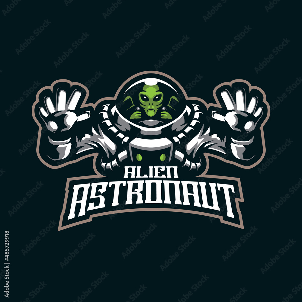 Fototapeta premium Astronaut mascot logo design vector with modern illustration concept style for badge, emblem and t shirt printing. Alien astronaut illustration for sport and esport team.