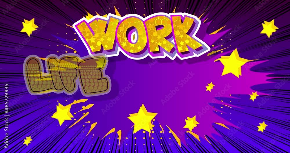 Work life balance Motion poster. 4k animated Comic book word text ...