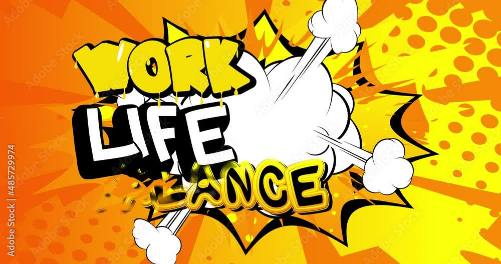 Work life balance Motion poster. 4k animated Comic book word text ...