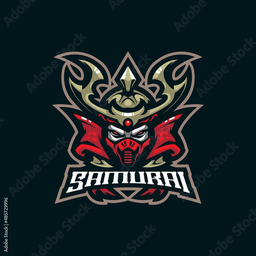 Samurai mascot logo design vector with modern illustration concept style for badge  emblem and t shirt printing. Head samurai illustration for sport and esport team.