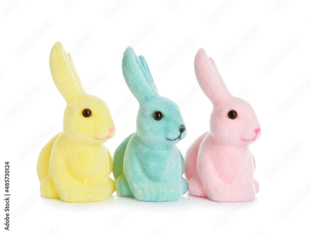 Fototapeta premium Cute Easter bunnies on white background