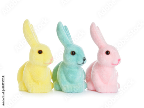Cute Easter bunnies on white background