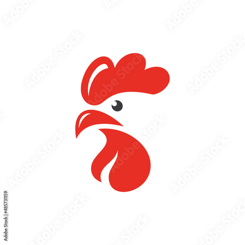 Simple abstract chicken rooster face head mascot logo vector icon
