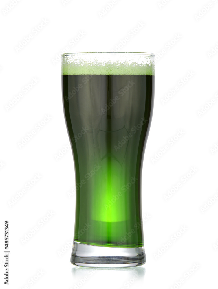 Glass of beer for St. Patrick's Day celebration on white background Glass of beer for St. Patrick's Day celebration on white background