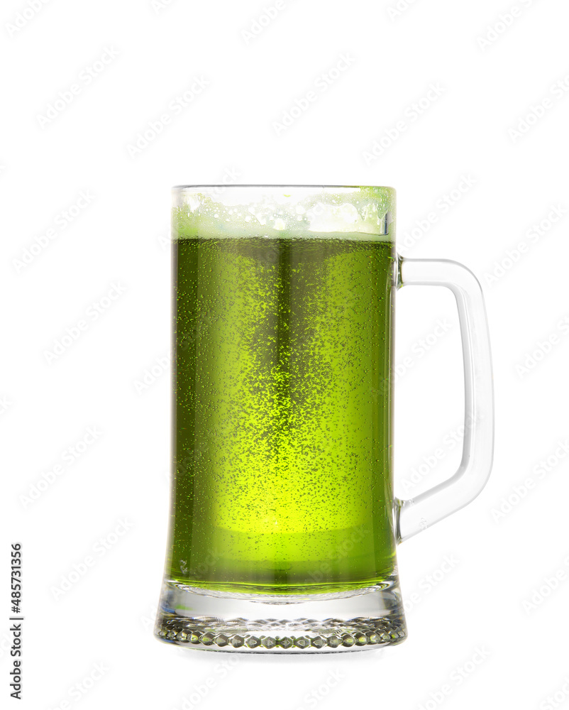 Glass of beer for St. Patrick's Day celebration on white background Glass of beer for St. Patrick's Day celebration on white background