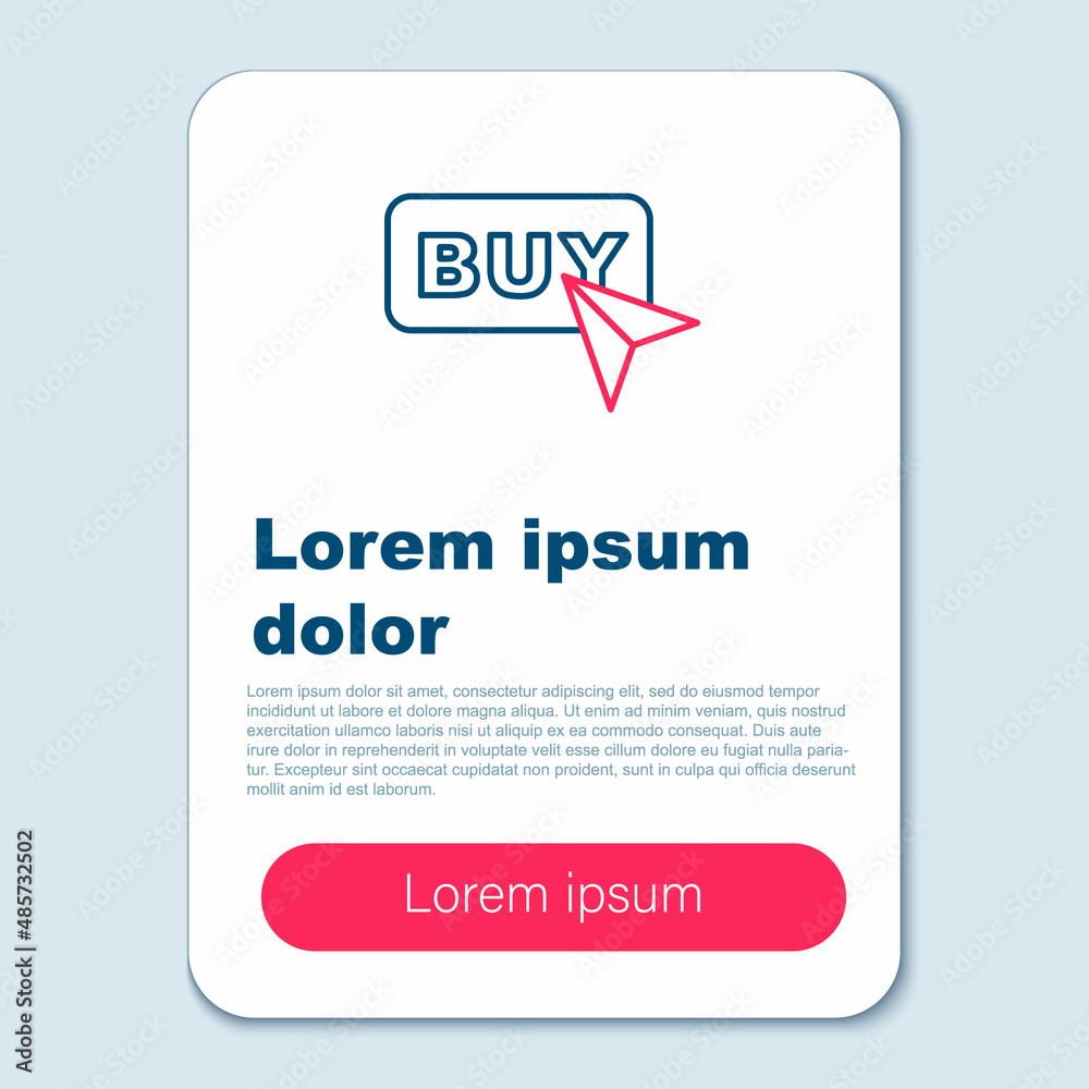 Line Buy button icon isolated on grey background. Colorful outline concept. Vector Line Buy button icon isolated on grey background. Colorful outline concept. Vector