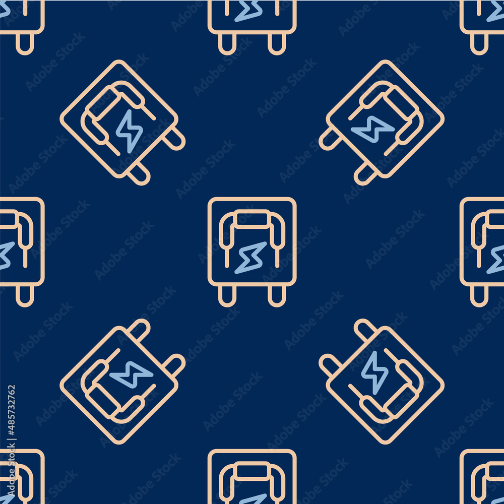 Line Electrical panel icon isolated seamless pattern on blue background. Switch lever. Vector Line Electrical panel icon isolated seamless pattern on blue background. Switch lever. Vector