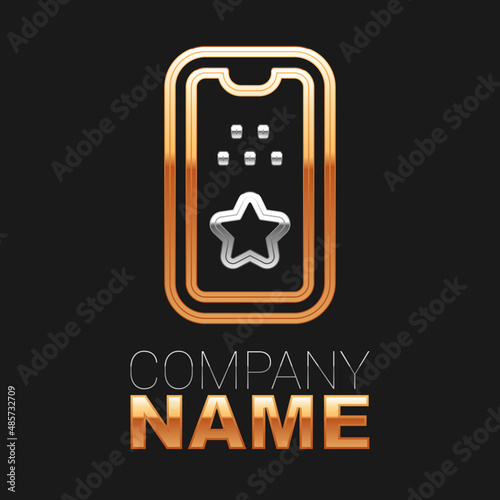 Line Taxi mobile app icon isolated on black background. Mobile application taxi. Colorful outline concept. Vector