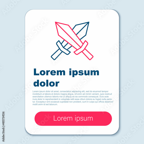 Line Sword for game icon isolated on grey background. Colorful outline concept. Vector