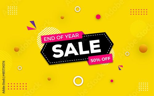 End of year sale poster, sale banner design template with 3d editable text effect.