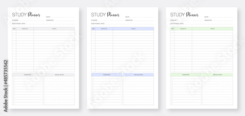 Study Planner Template Design. Printable Study Planner Template. Set of Minimalist Education Planner Template. Minimalist Planner Template Set. Daily Study Planner Template Design.