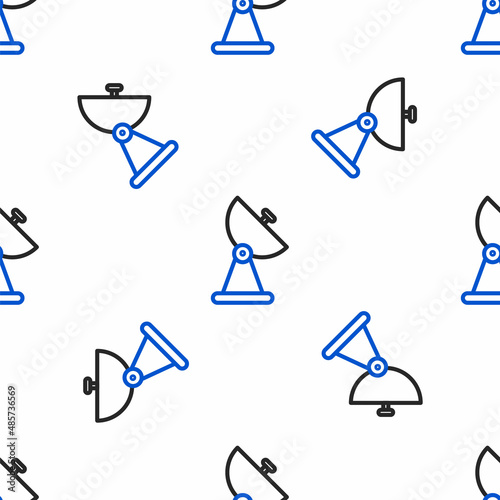 Line Radar icon isolated seamless pattern on white background. Search system. Satellite sign. Colorful outline concept. Vector