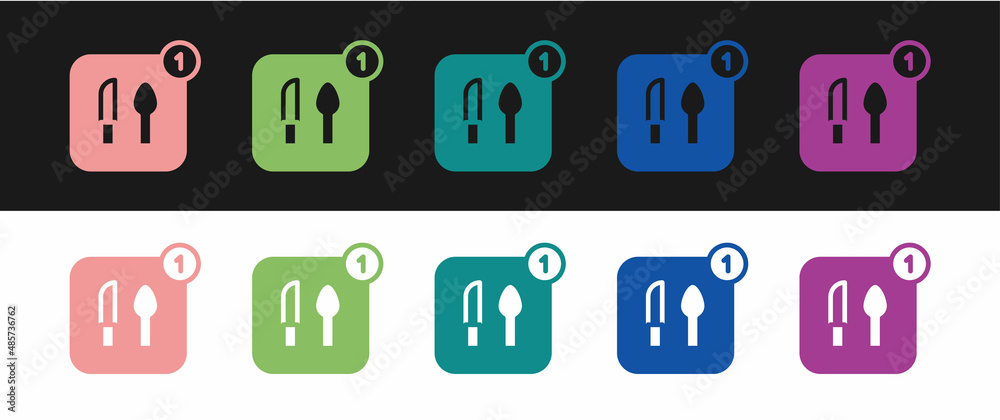 Set Food ordering icon isolated on black and white background. Order by mobile phone. Restaurant food delivery concept. Vector Set Food ordering icon isolated on black and white background. Order by mobile phone. Restaurant food delivery concept. Vector