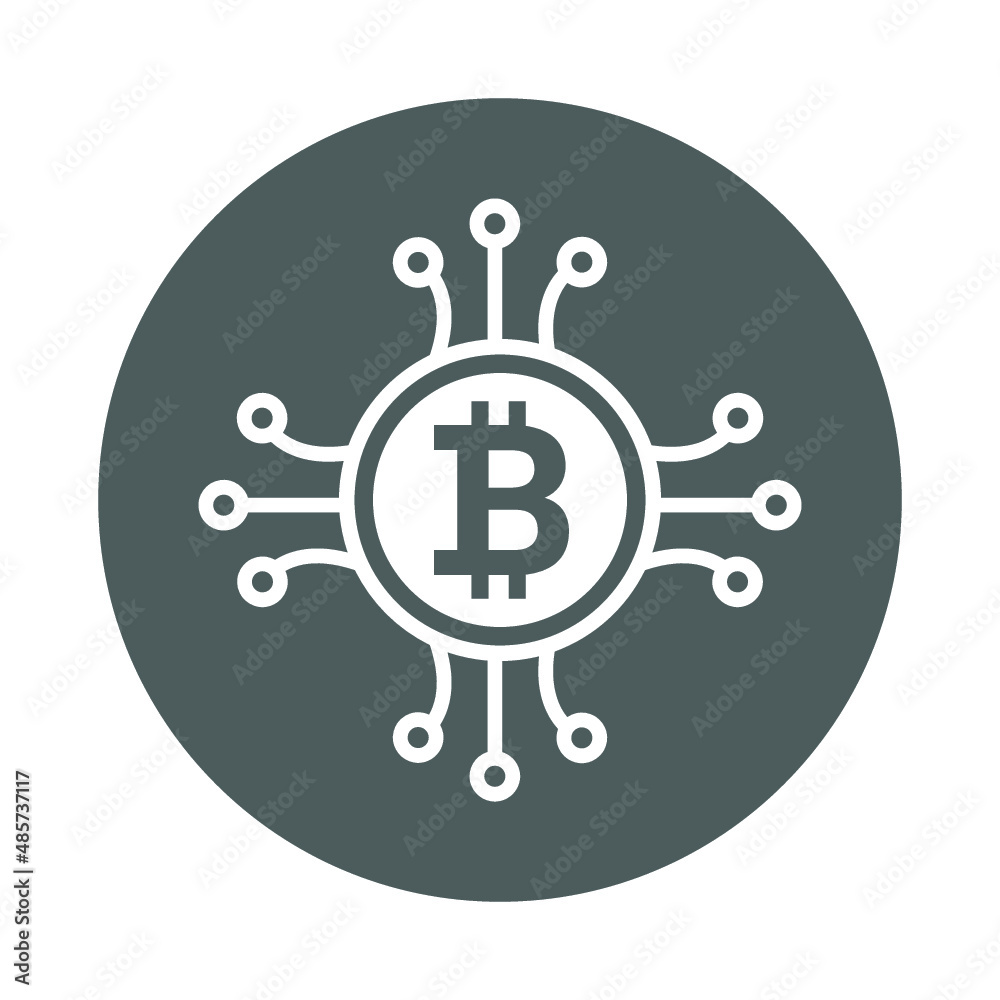Bitcoin, cryptocurrency icon. Gray vector sketch.