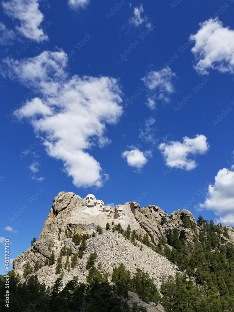 Blue Sky and Clouds Above Mount Rushmore