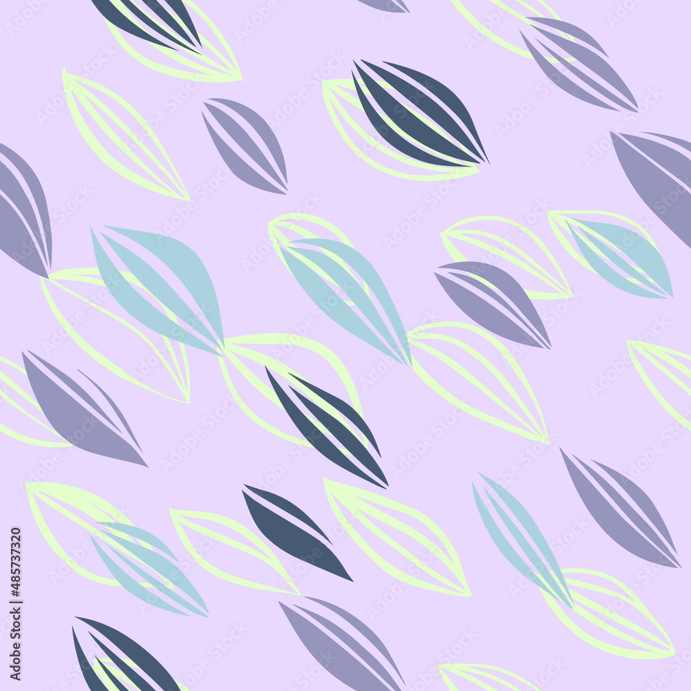 Flying objects similar to contour sheets. Delicate vector seamless pattern for decor, wallpaper, textiles and backgrounds or paper.