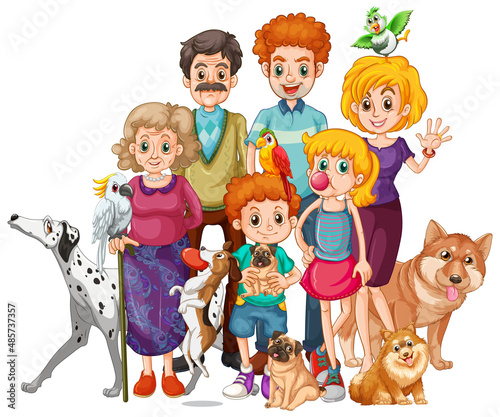 Big family members with many dogs