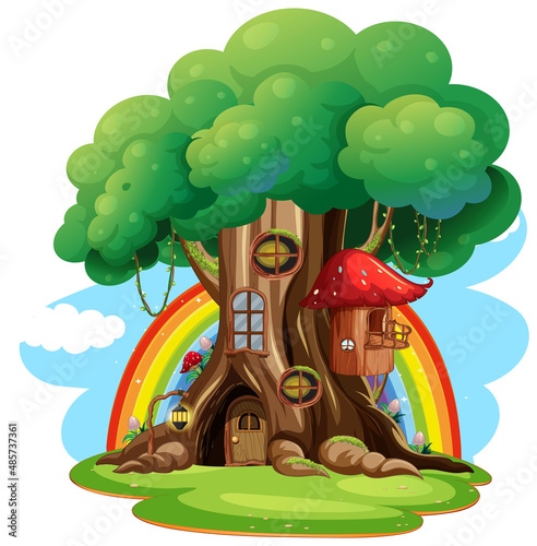 Isolated fantasy tree house on white background