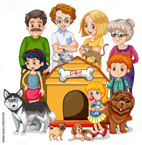 Big family members with many dogs