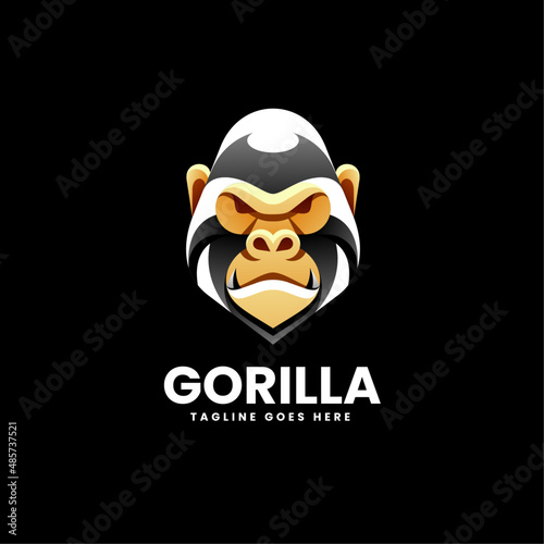 Vector Logo Illustration Gorilla Gradient Colorful Style.