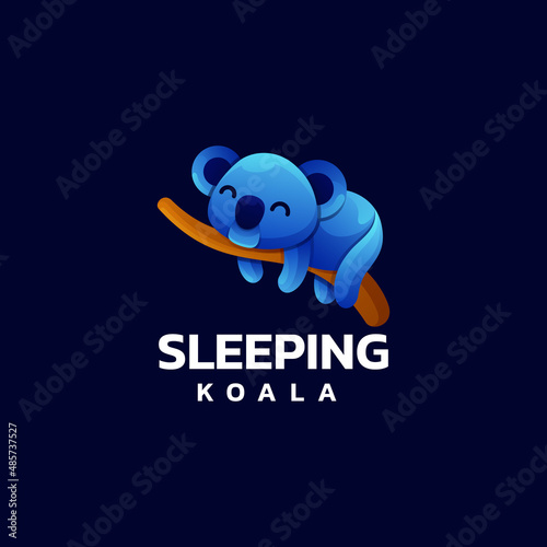 Vector Logo Illustration Sleeping Koala Gradient Colorful Style.
